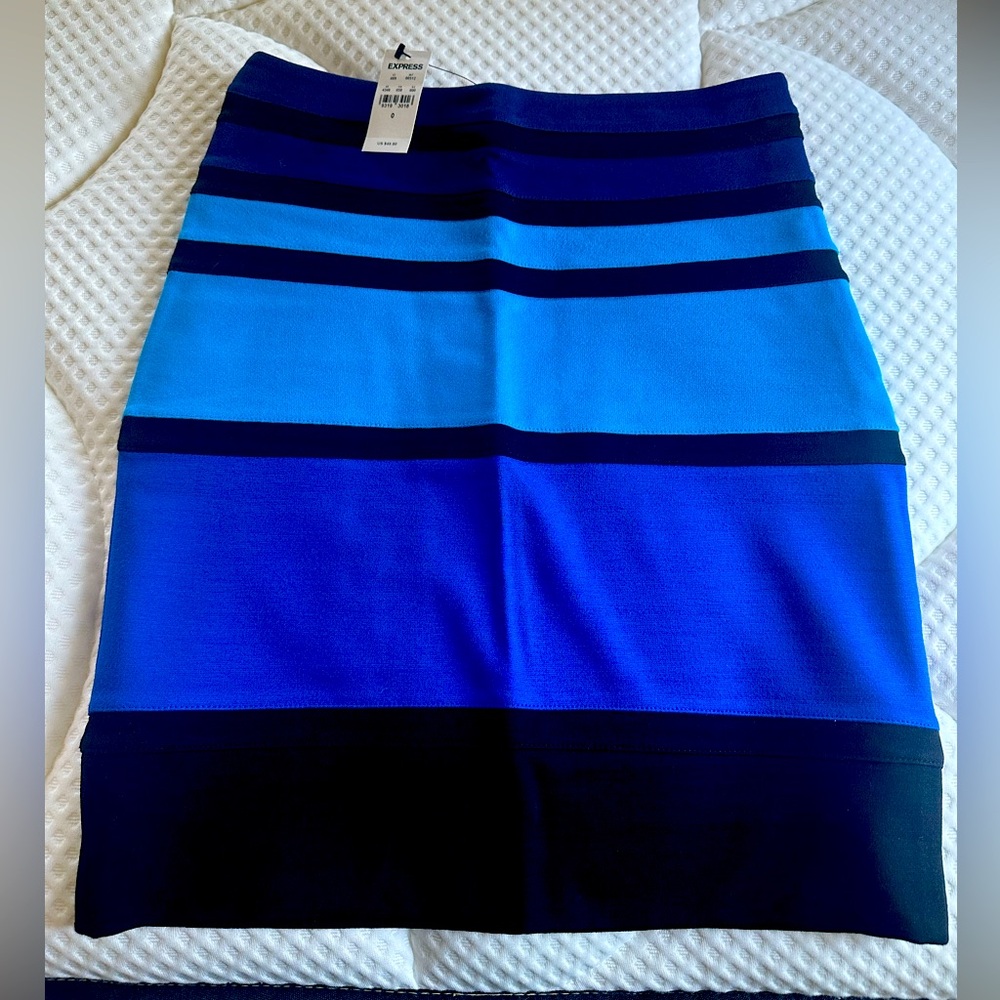 Express Vibrant Blue and Black Pencil Skirt
